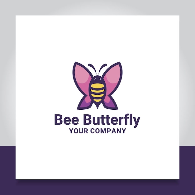 abeja, mariposa, juguetón, logotipo, diseño, ilustración