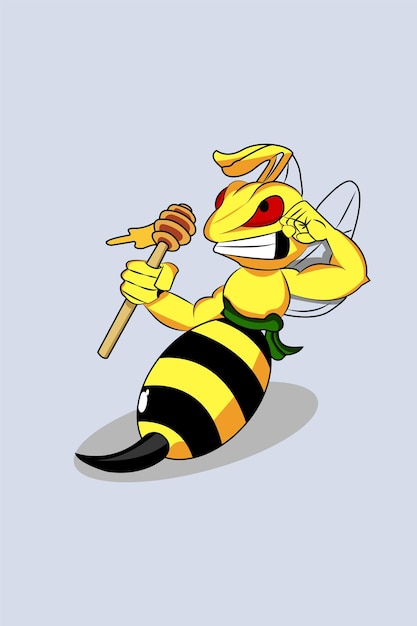 Vector abeja, mascota, caricatura, ilustración