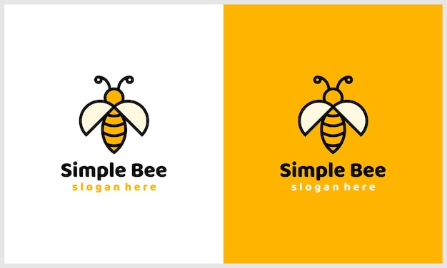 Vector abeja de miel simple con plantilla de diseño de logotipo de estilo de arte de línea