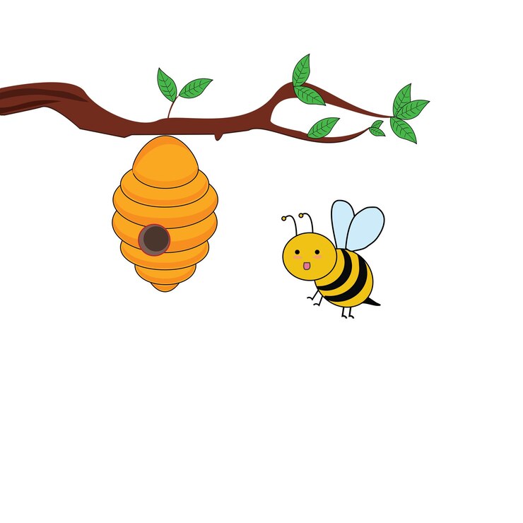 Abeja de miel y vector de árbol