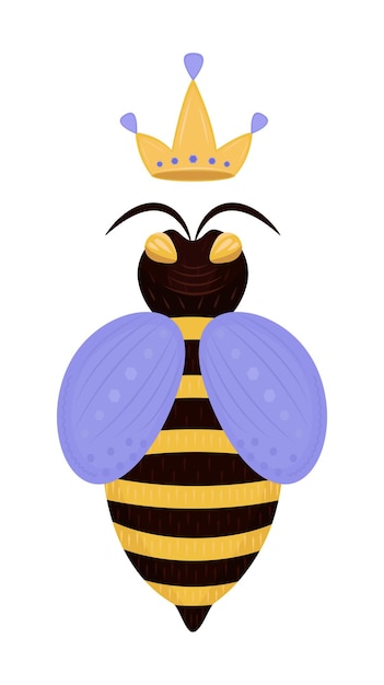 Abeja reina, linda ilustración colorida