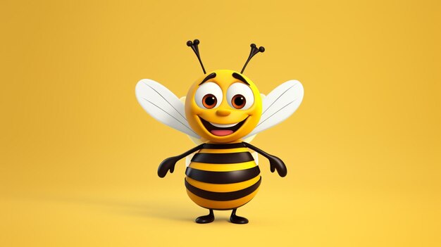 Vector una abeja con una sonrisa en la cara está sosteniendo un palo