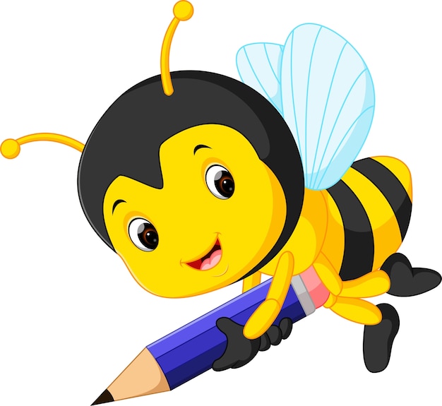 abeja sosteniendo un lápiz
