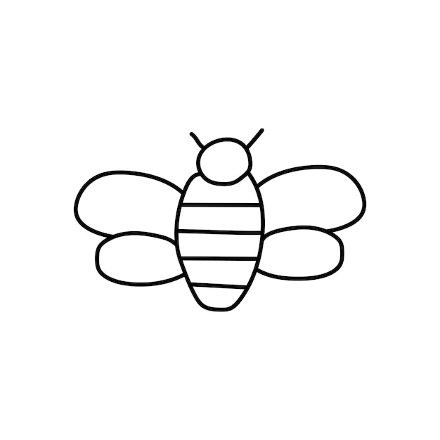 Abeja vectorial dibujada a mano aislada sobre fondo blanco