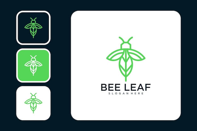 Abeja verde con diseño de logotipo de hoja