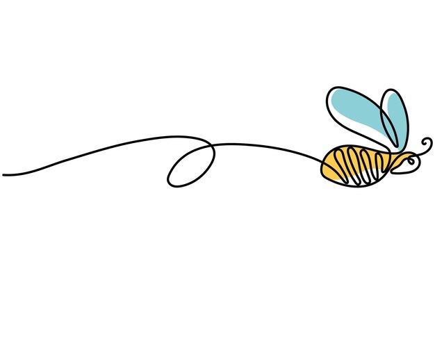 Vector abeja voladora en un estilo lineal,