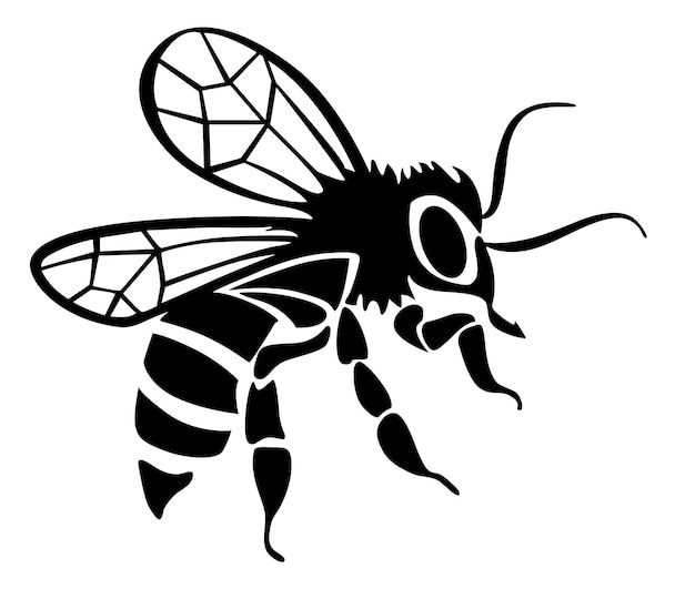 Vector abeja voladora. vector de icono de abeja de miel de silueta