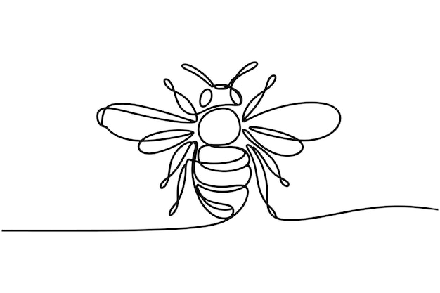 Abeja en vuelo dibujando una línea continua