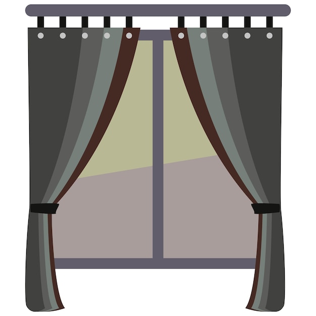 Abertura de cortinas de ventana Vector de fachada del balcón de un edificio de apartamentos