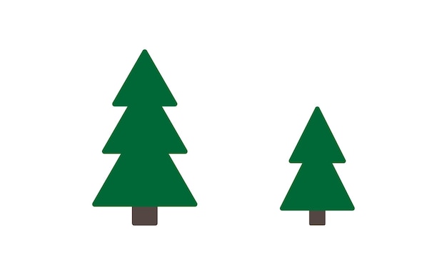 Abeto aislado simple conjunto de iconos Concepto verde pino en estilo plano vectorial