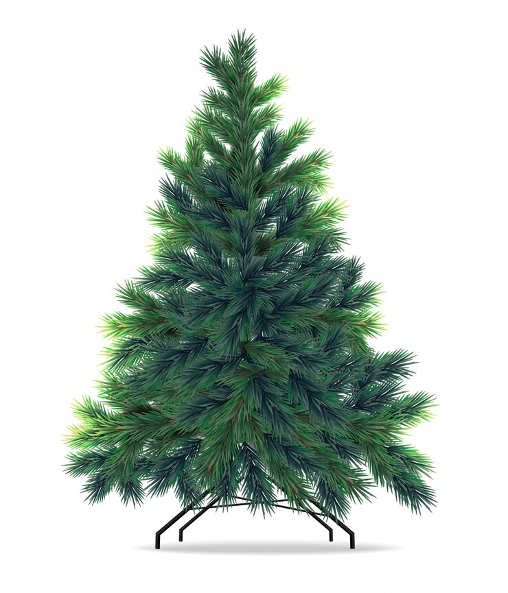 Vector abeto de navidad realista, feliz navidad, decoración de invierno, conjunto aislado, ilustración de abeto verde