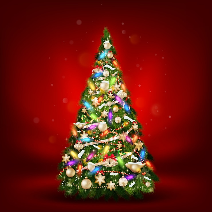Vector abeto de navidad en rojo.