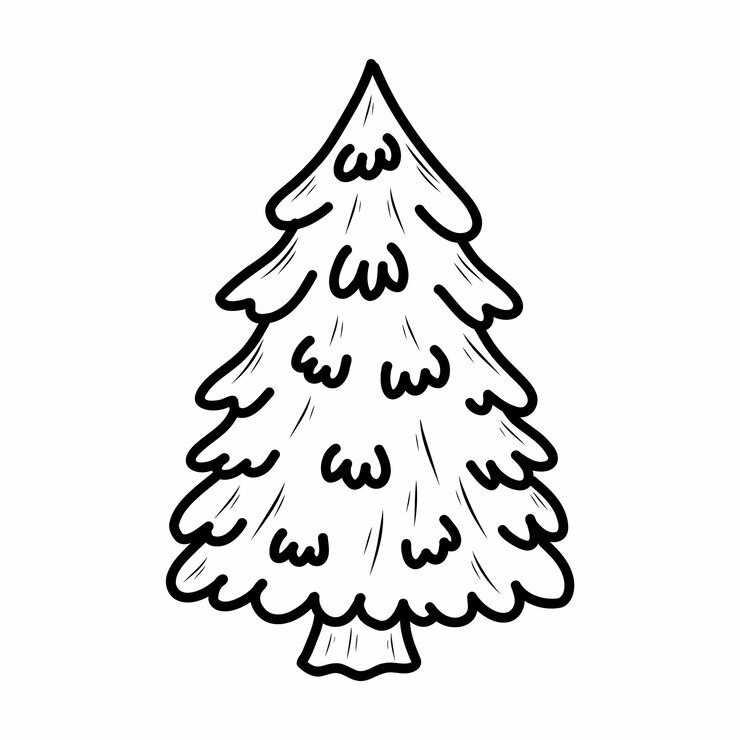 Vector abeto sobre fondo blanco vector doodle ilustración árbol de navidad