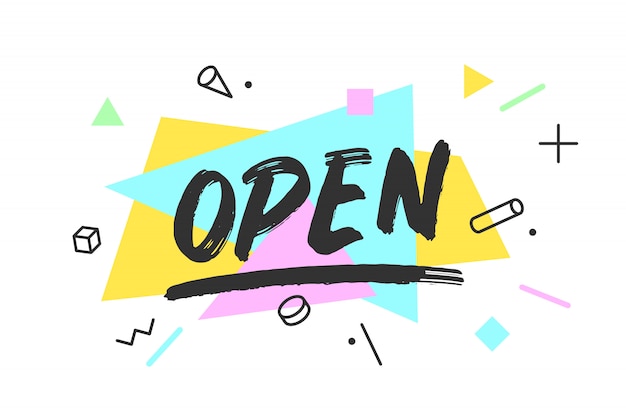 Abierto. Banner, bocadillo