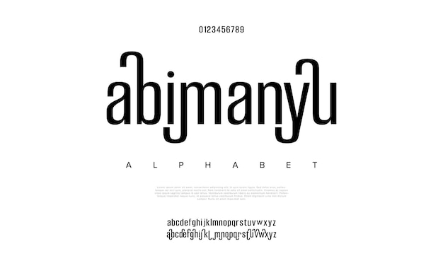 Abimanyu fuente de alfabeto urbano moderno creativo Deporte de moda futurista musulmán abstracto digital