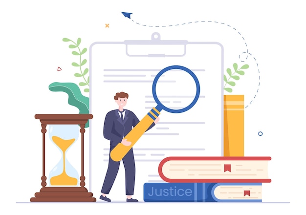 Abogado abogado e ilustración de justicia con escalas de leyes o martillo de juez de madera para consultor