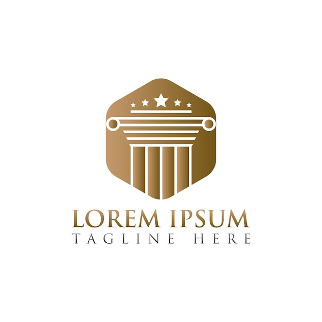 Abogado de lujo dorado y diseño de logotipo de bufete de abogados IlustraciónxA