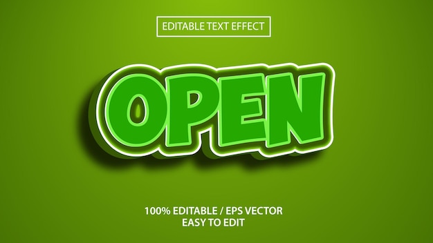 Abra el efecto de texto 3D eps Vector Premium