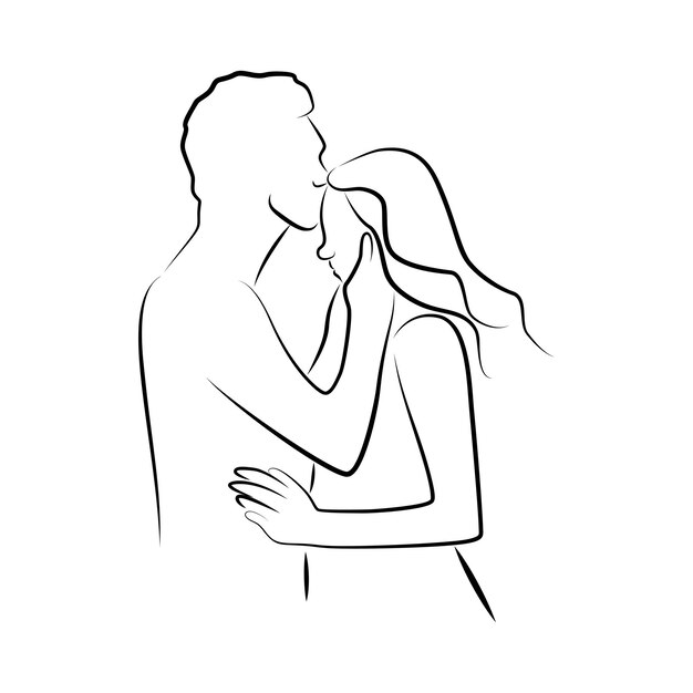 Abrazando a los amantes en estilo lineal.