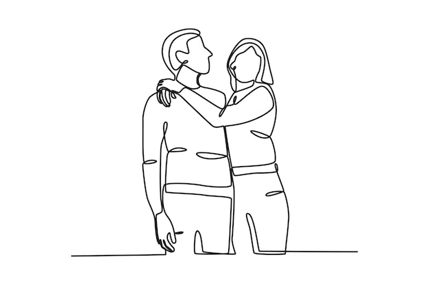 El abrazo de una pareja linda Día Nacional del Abrazo dibujo en línea