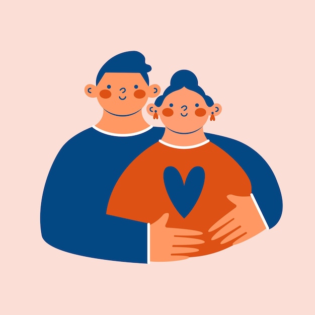 Abrazos familiares Amantes abstractos personas mujer y hombre están de pie abrazándose posando juntos