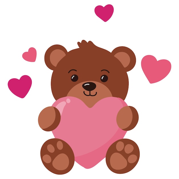 Vector abrazos de oso dulce amor rosa ilustraciones de los días de san valentín