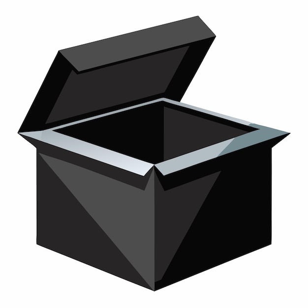 Abre una caja negra sobre un fondo blanco Contraste y misterio minimalistas