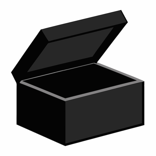 Abre una caja negra sobre un fondo blanco Contraste y misterio minimalistas