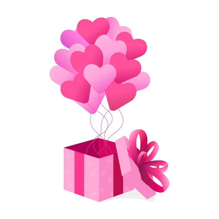 Vector abre la caja de regalos con corazones rosados voladores concepto del día de san valentín ilustración vectorial