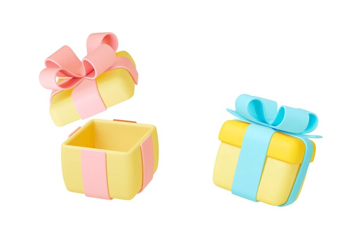 Vector abre y cierra cajas de regalos 3d con arcos regalos de vacaciones aislados render elementos plantilla vectorial de caja vacía para el diseño