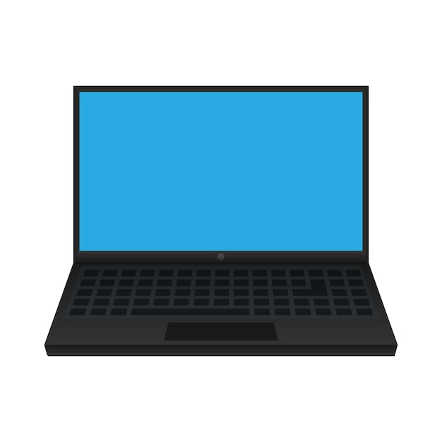 Abre la computadora portátil con una pantalla azul