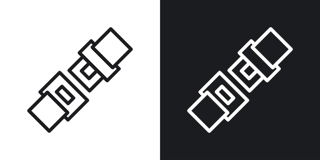 Abre el Icon Set del Cinturón de Seguridad de Viaje de Automóvil Seguridad de Carretera Símbolo vectorial de avión en un estilo negro lleno y delineado Signo de fivela de seguro de transporte