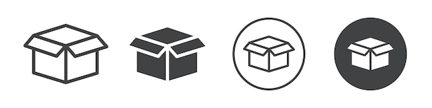 Abre el icono de la caja de paquetes Contorno del logotipo del vector