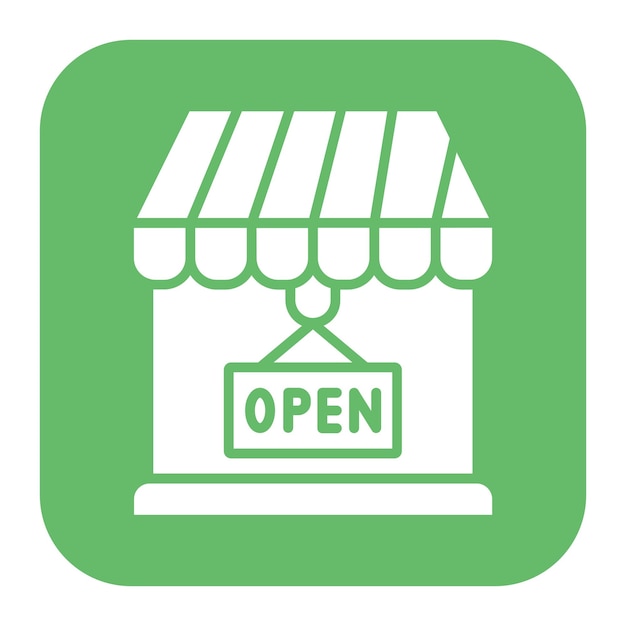 Abre el icono vectorial del letrero de la tienda Se puede usar para el conjunto de iconos de negocios y finanzas