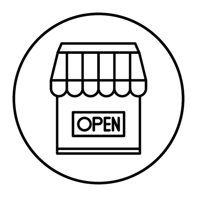 Abre la ilustración vectorial de la tienda