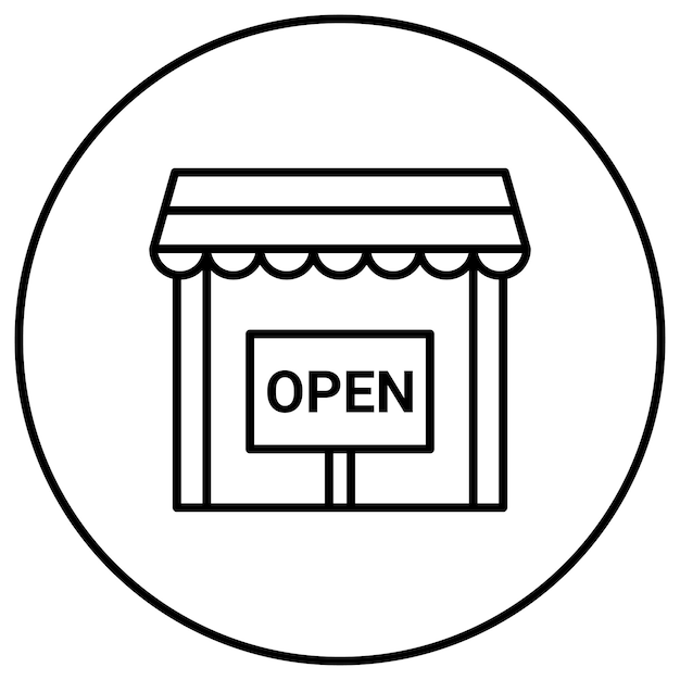 Abre la imagen vectorial del icono de la tienda Puede utilizarse para el comercio electrónico