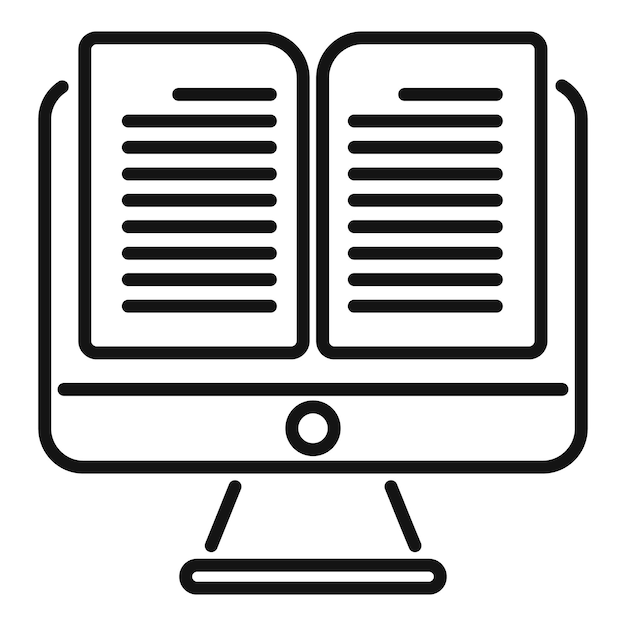 Abre libro en línea icono contorno vector App audiolibros