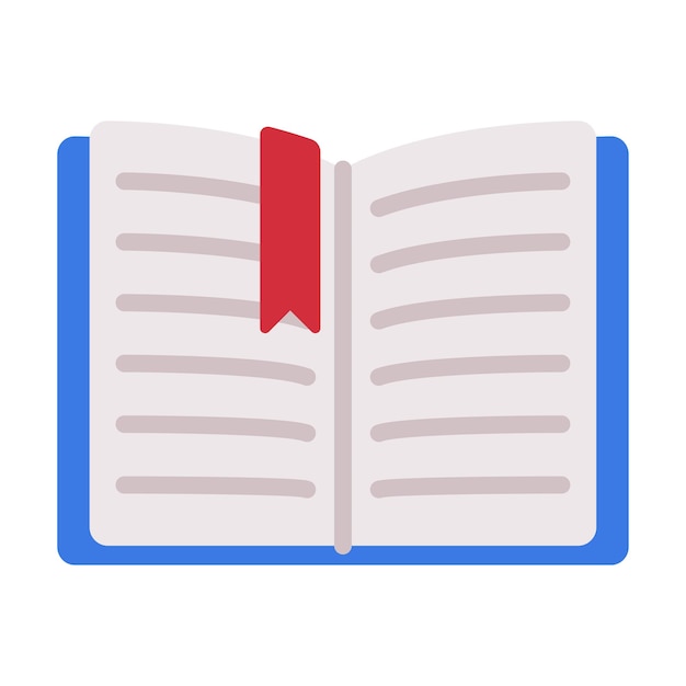 Abre el libro con el marcador de estilo plano ilustración vectorial i en fondo blanco