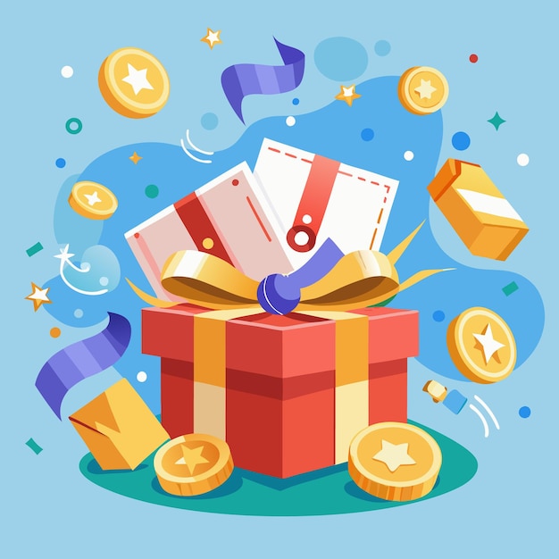 Abre tu caja de regalos llena de monedas y bonos