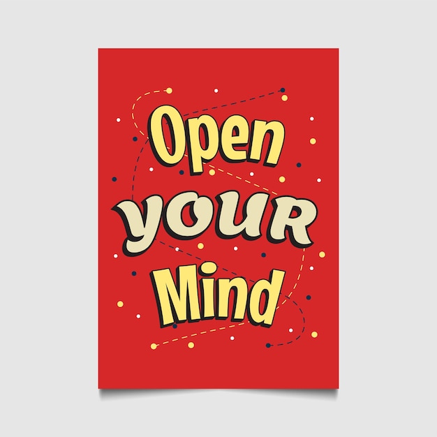 Abre tu mente. plantilla de diseño de cartel de citas de tipografía de inspiración, texto editable
