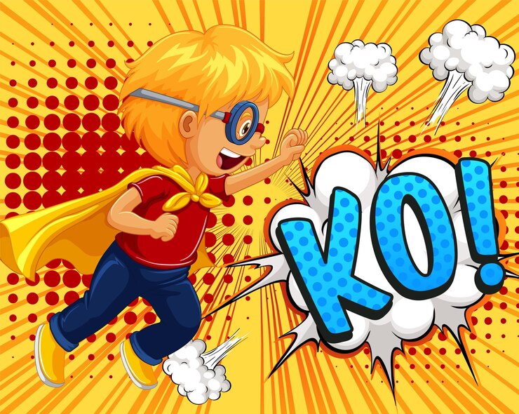 Vector abreviatura y expresión facial diseño de banner cómico retro