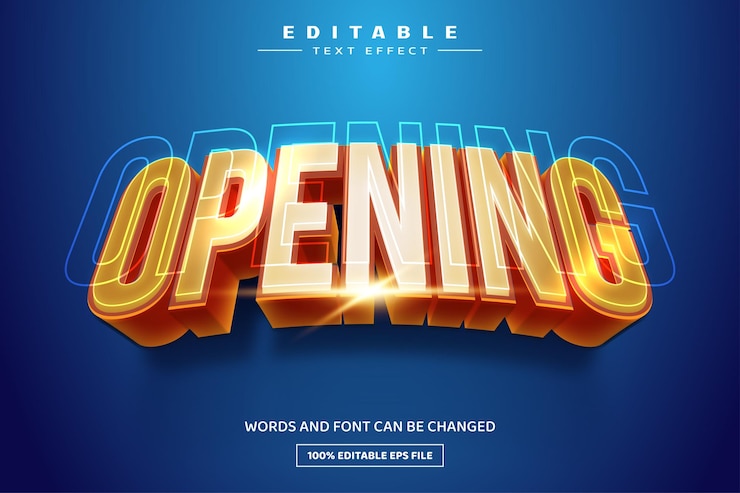 Vector abriendo plantilla de efecto de texto editable en 3d