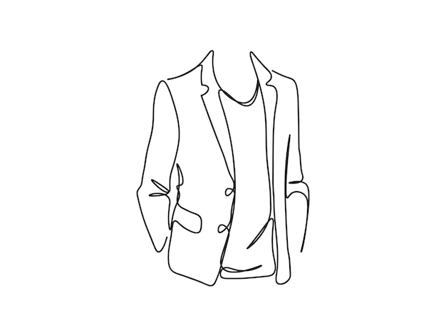 Abrigo de hombre, chaqueta, trajes, ropa Arte de una sola línea, ilustración vectorial