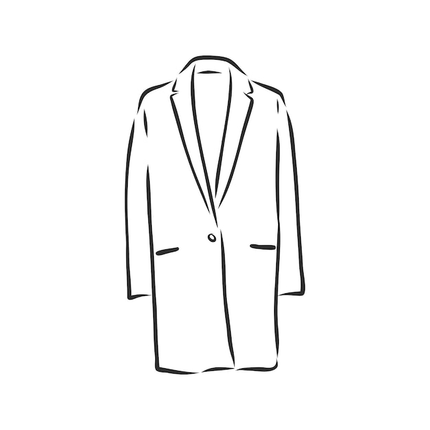 Abrigo de mujer, boceto plano de moda. Abrigo de mujer dibujo técnico, ilustración de dibujo vectorial