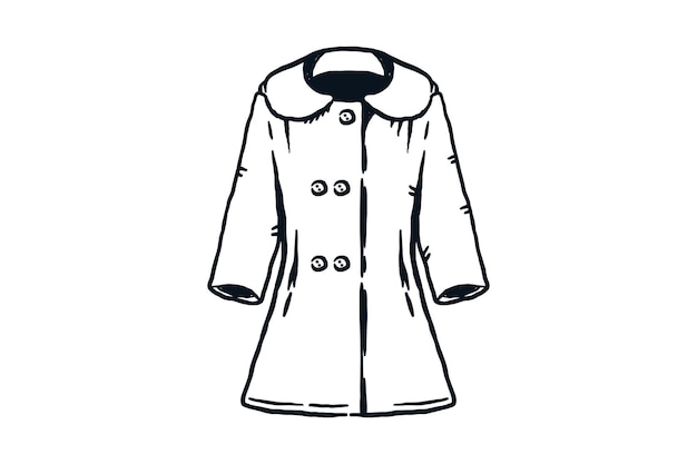 abrigo de mujer para el invierno mujeres chaqueta vestido moda dibujo a mano dibujo de la línea ilustración