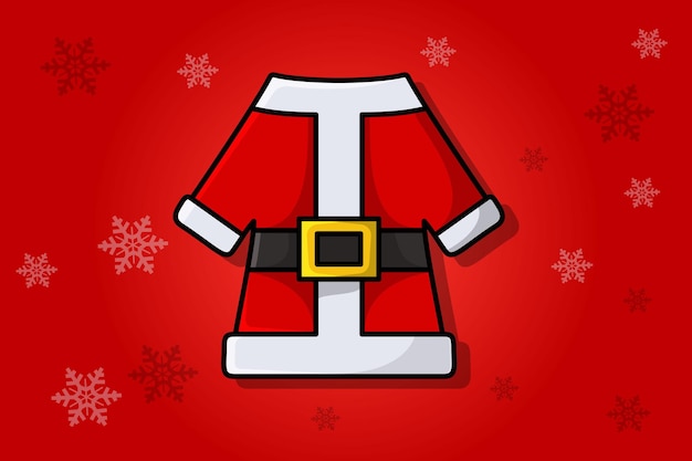 Abrigo de Papá Noel con botones e ilustración de icono de vector de cinturón.
