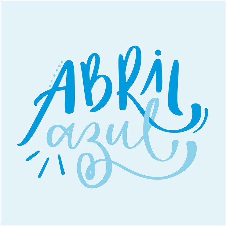 Vector abril azul. abril azul en portugués brasileño. letras de mano modernas. vector.