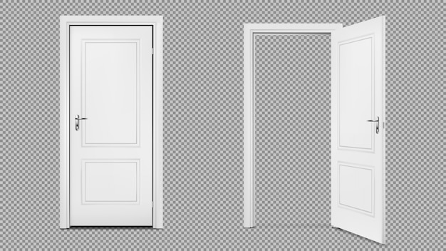Vector abrir y cerrar puerta realista aislada sobre fondo transparente