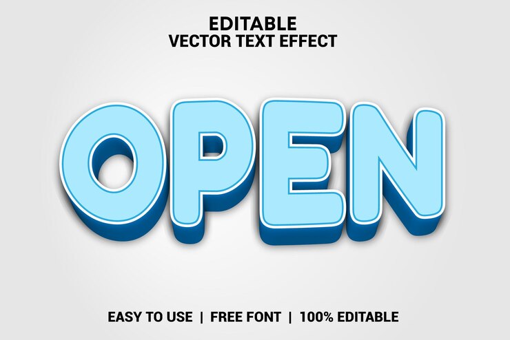 Vector abrir efecto de texto 3d editable con fondo