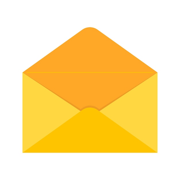 Abrir oro amarillo sobre carta icono signo estilo plano diseño vector ilustración aislado en blanco